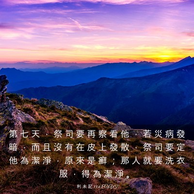 Picture 03 - 利 未 記 13:6 CUVT - 第 七 天 ， 祭 司 要 再 察 看 他 ， - Bible Verse Picture
