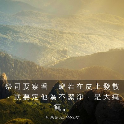 Picture 03 - 利 未 記 13:8 CUVT - 祭 司 要 察 看 ， 癬 若 在 皮 上 發 - Bible Verse Picture