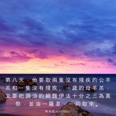 Picture 03 - 利 未 記 14:10 CUVT - 第 八 天 ， 他 要 取 兩 隻 沒 有 殘 - Bible Verse Picture