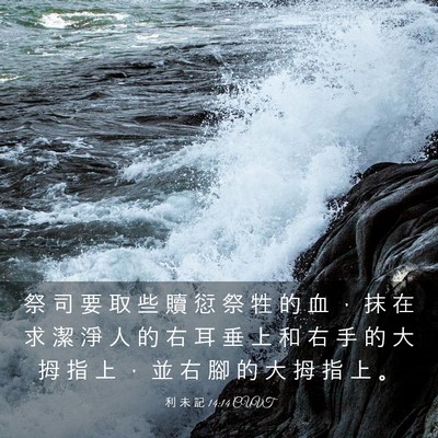Picture 03 - 利 未 記 14:14 CUVT - 祭 司 要 取 些 贖 愆 祭 牲 的 血 ， - Bible Verse Picture