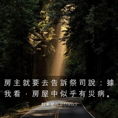 Picture 03 - 利 未 記 14:35 CUVT - 房 主 就 要 去 告 訴 祭 司 說 ： 據 - Bible Verse Picture