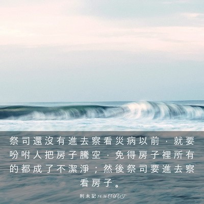 Picture 03 - 利 未 記 14:36 CUVT - 祭 司 還 沒 有 進 去 察 看 災 病 以 - Bible Verse Picture
