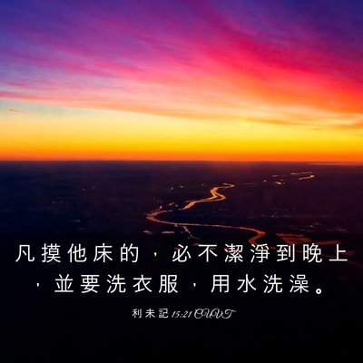 Picture 03 - 利 未 記 15:21 CUVT - 凡 摸 他 床 的 ， 必 不 潔 淨 到 晚 - Bible Verse Picture