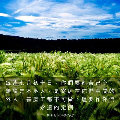 Picture 03 - 利 未 記 16:29 CUVT - 每 逢 七 月 初 十 日 ， 你 們 要 刻 - Bible Verse Picture