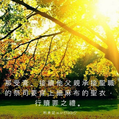 Picture 03 - 利 未 記 16:32 CUVT - 那 受 膏 、 接 續 他 父 親 承 接 聖 - Bible Verse Picture