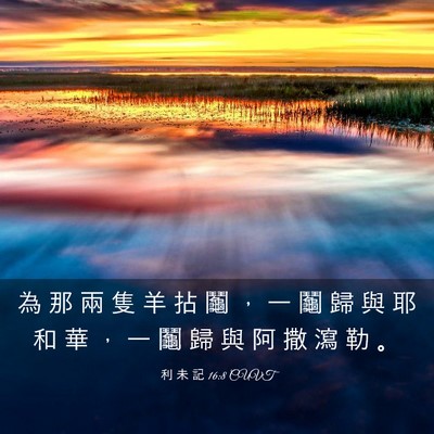 Picture 03 - 利 未 記 16:8 CUVT - 為 那 兩 隻 羊 拈 鬮 ， 一 鬮 歸 與 - Bible Verse Picture