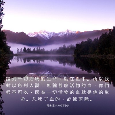 Picture 03 - 利 未 記 17:14 CUVT - 論 到 一 切 活 物 的 生 命 ， 就 在 - Bible Verse Picture