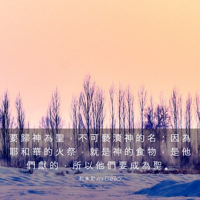 Picture 03 - 利 未 記 21:6 CUVT - 要 歸 神 為 聖 ， 不 可 褻 瀆 神 的 - Bible Verse Picture