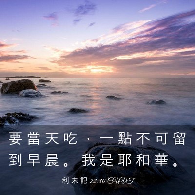 Picture 03 - 利 未 記 22:30 CUVT - 要 當 天 吃 ， 一 點 不 可 留 到 早 - Bible Verse Picture