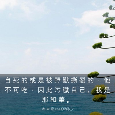 Picture 03 - 利 未 記 22:8 CUVT - 自 死 的 或 是 被 野 獸 撕 裂 的 ， - Bible Verse Picture
