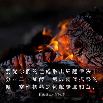 Picture 03 - 利 未 記 23:17 CUVT - 要 從 你 們 的 住 處 取 出 細 麵 伊 - Bible Verse Picture