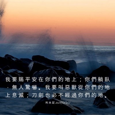 Picture 03 - 利 未 記 26:6 CUVT - 我 要 賜 平 安 在 你 們 的 地 上 ； - Bible Verse Picture