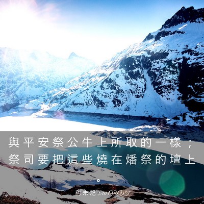 Picture 03 - 利 未 記 4:10 CUVT - 與 平 安 祭 公 牛 上 所 取 的 一 樣 - Bible Verse Picture