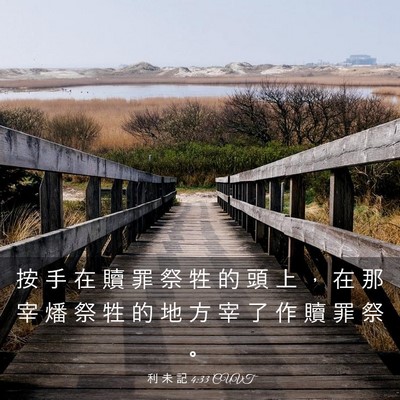 Picture 03 - 利 未 記 4:33 CUVT - 按 手 在 贖 罪 祭 牲 的 頭 上 ， 在 - Bible Verse Picture