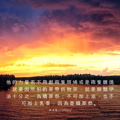 Picture 03 - 利 未 記 5:11 CUVT - 他 的 力 量 若 不 夠 獻 兩 隻 斑 鳩 - Bible Verse Picture