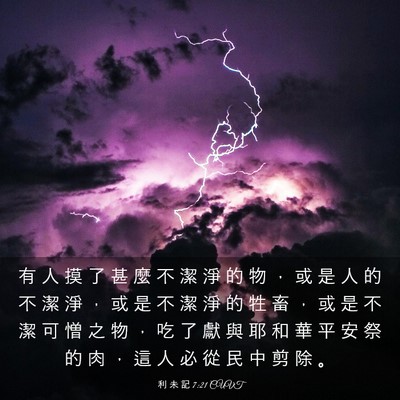 Picture 03 - 利 未 記 7:21 CUVT - 有 人 摸 了 甚 麼 不 潔 淨 的 物 ， - Bible Verse Picture