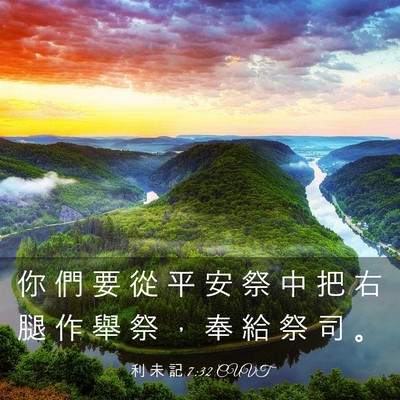 Picture 03 - 利 未 記 7:32 CUVT - 你 們 要 從 平 安 祭 中 把 右 腿 作 - Bible Verse Picture