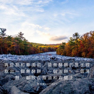 Picture 03 - 利 未 記 8:26 CUVT - 再 從 耶 和 華 面 前 、 盛 無 酵 餅 - Bible Verse Picture