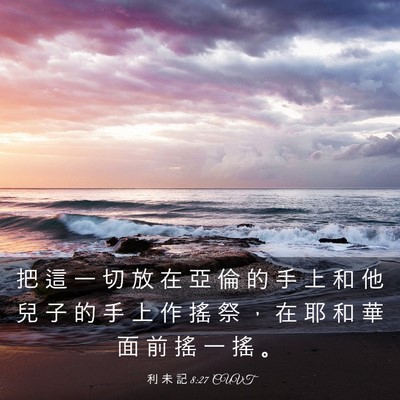 Picture 03 - 利 未 記 8:27 CUVT - 把 這 一 切 放 在 亞 倫 的 手 上 和 - Bible Verse Picture
