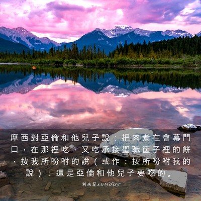 Picture 03 - 利 未 記 8:31 CUVT - 摩 西 對 亞 倫 和 他 兒 子 說 ： 把 - Bible Verse Picture