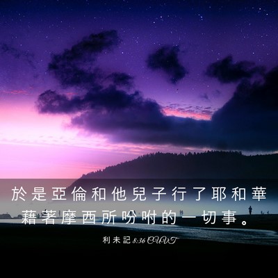 Picture 03 - 利 未 記 8:36 CUVT - 於 是 亞 倫 和 他 兒 子 行 了 耶 和 - Bible Verse Picture