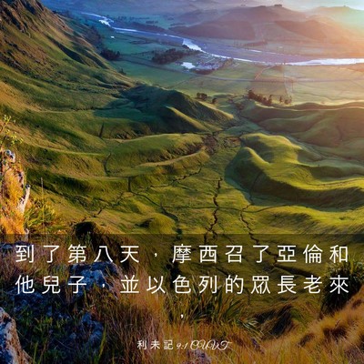 Picture 03 - 利 未 記 9:1 CUVT - 到 了 第 八 天 ， 摩 西 召 了 亞 倫 - Bible Verse Picture