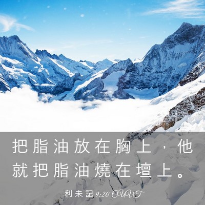 Picture 03 - 利 未 記 9:20 CUVT - 把 脂 油 放 在 胸 上 ， 他 就 把 脂 - Bible Verse Picture