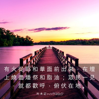 Picture 03 - 利 未 記 9:24 CUVT - 有 火 從 耶 和 華 面 前 出 來 ， 在 - Bible Verse Picture