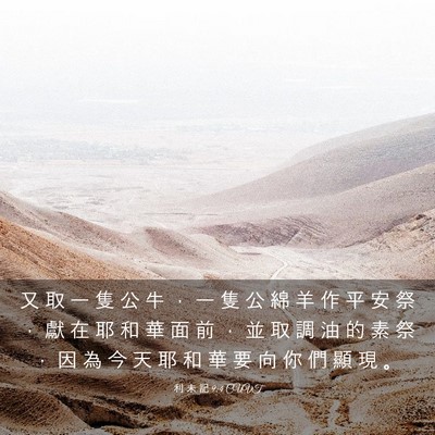 Picture 03 - 利 未 記 9:4 CUVT - 又 取 一 隻 公 牛 ， 一 隻 公 綿 羊 - Bible Verse Picture