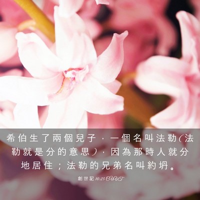 Picture 03 - 創 世 記 10:25 CUVT - 希 伯 生 了 兩 個 兒 子 ， 一 個 名 - Bible Verse Picture