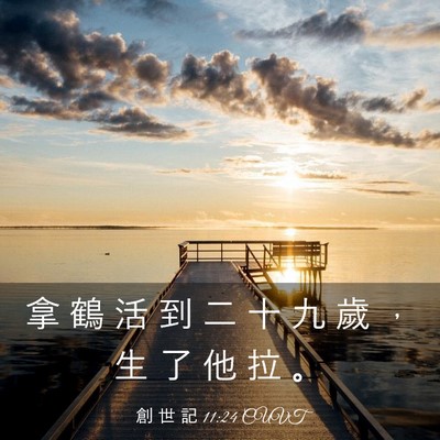 Picture 03 - 創 世 記 11:24 CUVT - 拿 鶴 活 到 二 十 九 歲 ， 生 了 他 - Bible Verse Picture