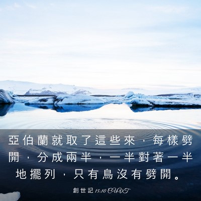 Picture 03 - 創 世 記 15:10 CUVT - 亞 伯 蘭 就 取 了 這 些 來 ， 每 樣 - Bible Verse Picture