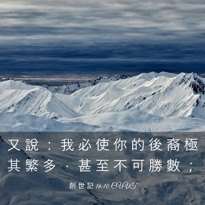 Picture 03 - 創 世 記 16:10 CUVT - 又 說 ： 我 必 使 你 的 後 裔 極 其 - Bible Verse Picture