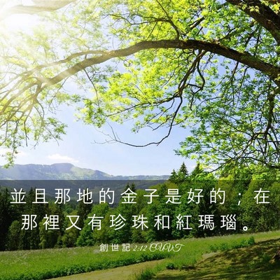 Picture 03 - 創 世 記 2:12 CUVT - 並 且 那 地 的 金 子 是 好 的 ； 在 - Bible Verse Picture