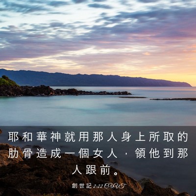 Picture 03 - 創 世 記 2:22 CUVT - 耶 和 華 神 就 用 那 人 身 上 所 取 - Bible Verse Picture