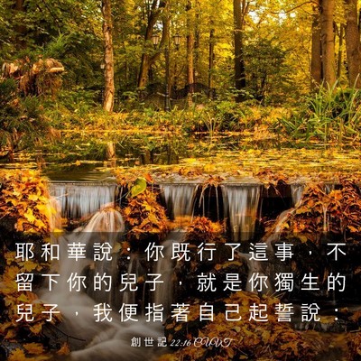 Picture 03 - 創 世 記 22:16 CUVT - 耶 和 華 說 ： 你 既 行 了 這 事 ， - Bible Verse Picture