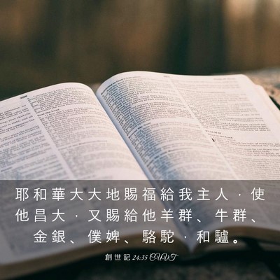 Picture 03 - 創 世 記 24:35 CUVT - 耶 和 華 大 大 地 賜 福 給 我 主 人 - Bible Verse Picture