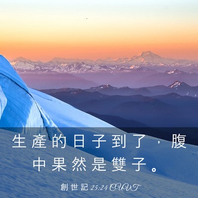 Picture 03 - 創 世 記 25:24 CUVT - 生 產 的 日 子 到 了 ， 腹 中 果 然 - Bible Verse Picture