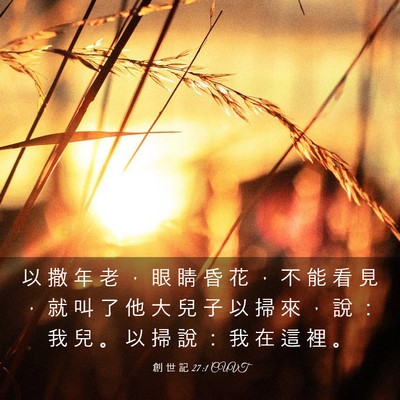 Picture 03 - 創 世 記 27:1 CUVT - 以 撒 年 老 ， 眼 睛 昏 花 ， 不 能 - Bible Verse Picture