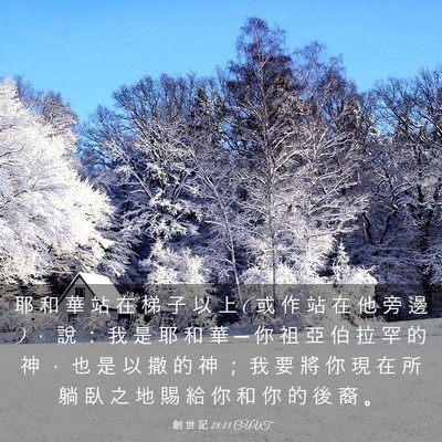 Picture 03 - 創 世 記 28:13 CUVT - 耶 和 華 站 在 梯 子 以 上 ( 或 作 站 - Bible Verse Picture