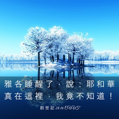 Picture 03 - 創 世 記 28:16 CUVT - 雅 各 睡 醒 了 ， 說 ： 耶 和 華 真 - Bible Verse Picture