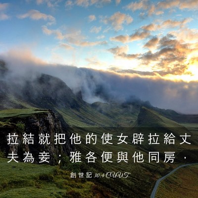 Picture 03 - 創 世 記 30:4 CUVT - 拉 結 就 把 他 的 使 女 辟 拉 給 丈 - Bible Verse Picture
