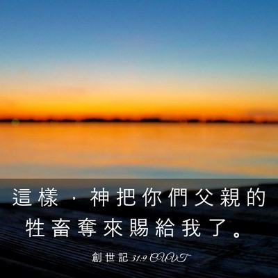 Picture 03 - 創 世 記 31:9 CUVT - 這 樣 ， 神 把 你 們 父 親 的 牲 畜 - Bible Verse Picture