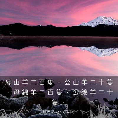 Picture 03 - 創 世 記 32:14 CUVT - 母 山 羊 二 百 隻 ， 公 山 羊 二 十 - Bible Verse Picture