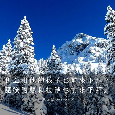 Picture 03 - 創 世 記 33:7 CUVT - 利 亞 和 他 的 孩 子 也 前 來 下 拜 - Bible Verse Picture