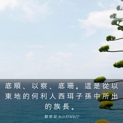 Picture 03 - 創 世 記 36:21 CUVT - 底 順 、 以 察 、 底 珊 。 這 是 從 - Bible Verse Picture