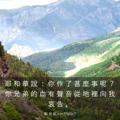 Picture 03 - 創 世 記 4:10 CUVT - 耶 和 華 說 ： 你 作 了 甚 麼 事 呢 - Bible Verse Picture