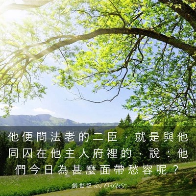 Picture 03 - 創 世 記 40:7 CUVT - 他 便 問 法 老 的 二 臣 ， 就 是 與 - Bible Verse Picture