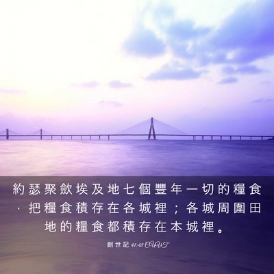 Picture 03 - 創 世 記 41:48 CUVT - 約 瑟 聚 歛 埃 及 地 七 個 豐 年 一 - Bible Verse Picture
