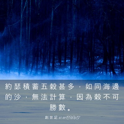 Picture 03 - 創 世 記 41:49 CUVT - 約 瑟 積 蓄 五 穀 甚 多 ， 如 同 海 - Bible Verse Picture
